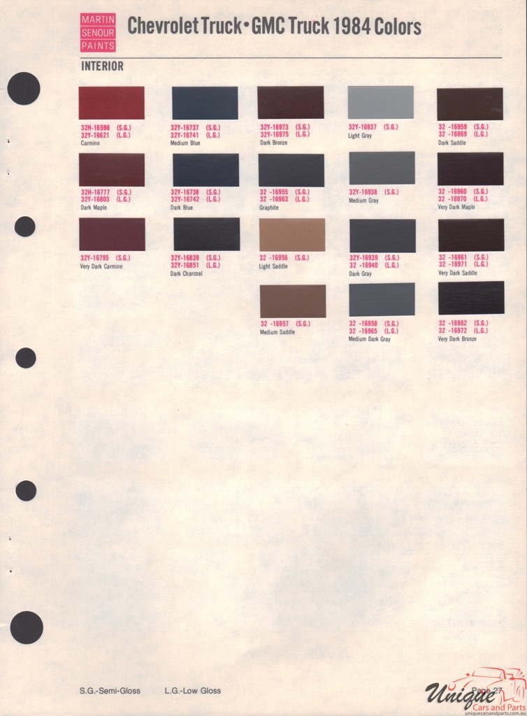 1984 GM Truck And Commercial Paint Charts Martin-Senour 2